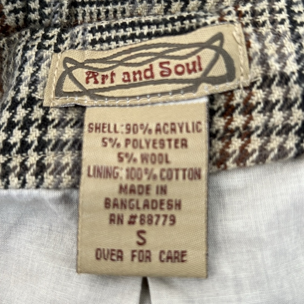 Art and Soul tan plaid blazer size S - Picture 6 of 6